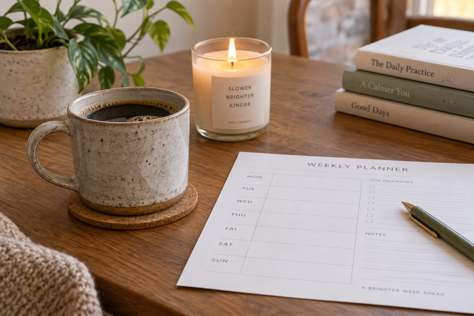 Slow Mornings, Steady Days: Coffee, Candles, and a Planner You’ll Actually Use