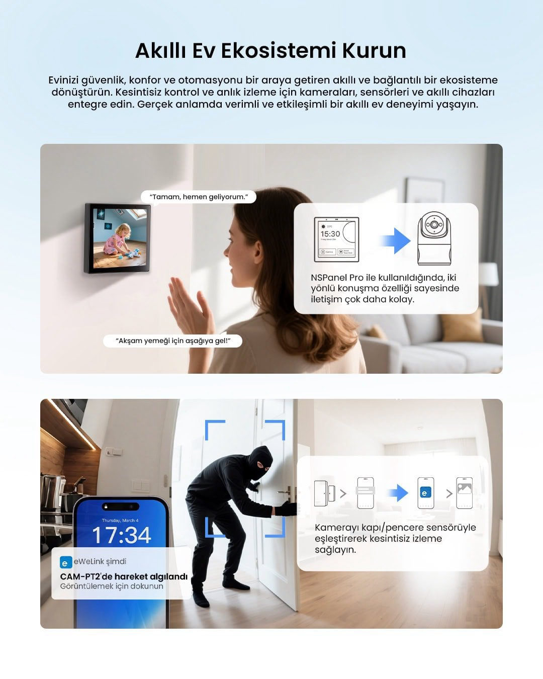 SONOFF CAM Pan-Tilt 2 Akıllı Kamera 360° Hareketli