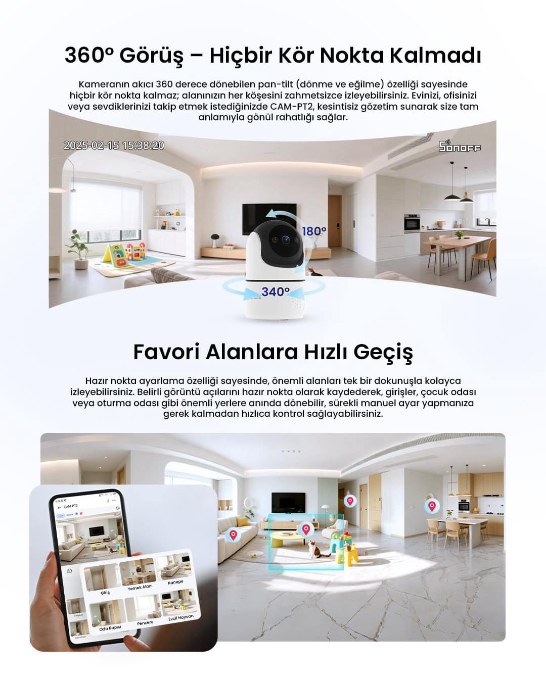 SONOFF CAM Pan-Tilt 2 Akıllı Kamera 360° Hareketli
