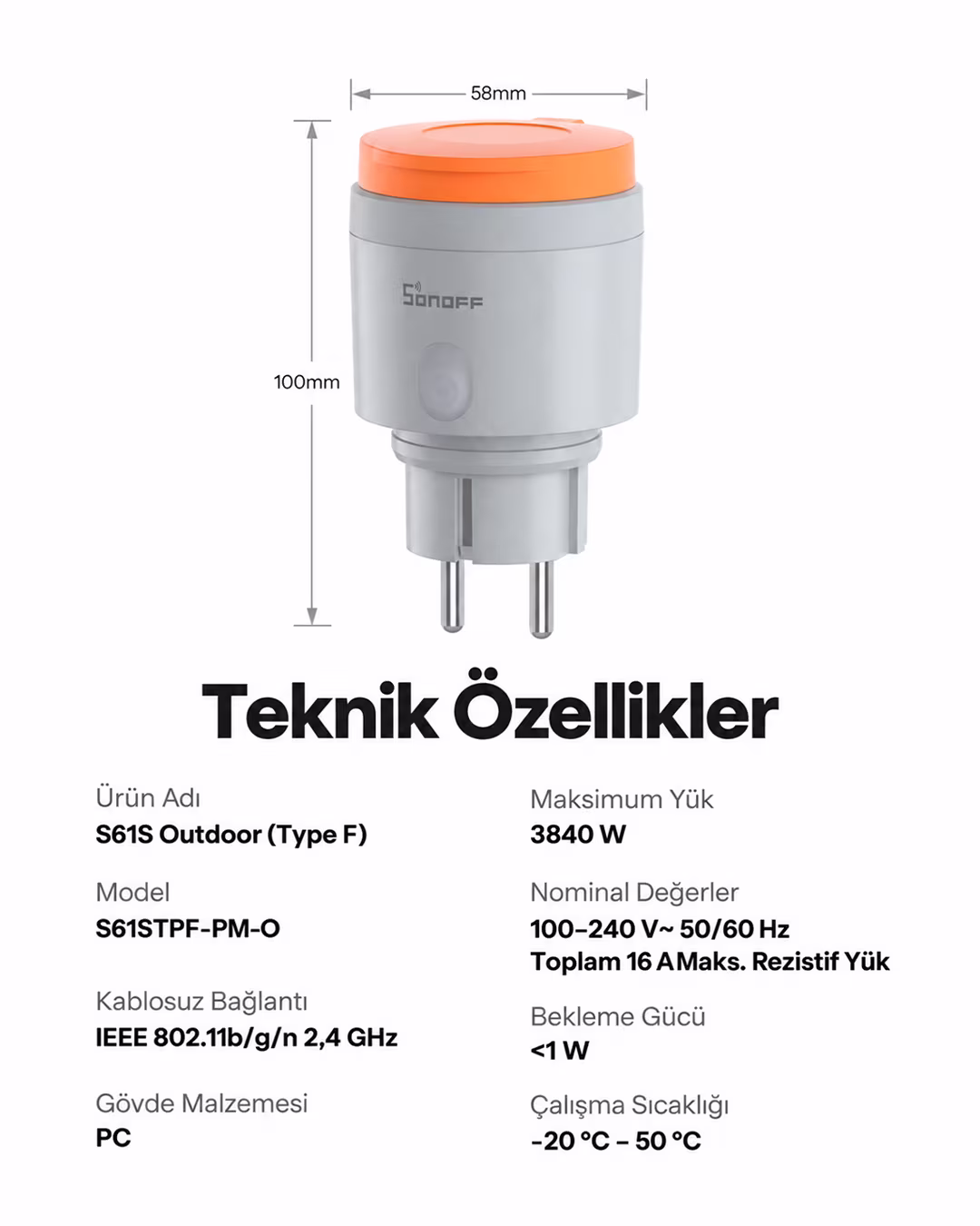 SONOFF S61s Dış Mekan Matter Akıllı Priz