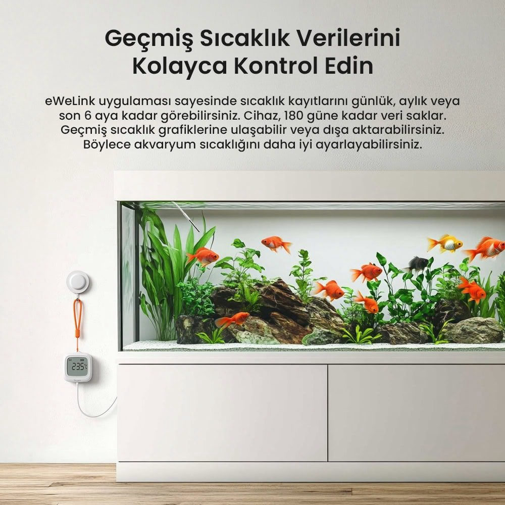 SONOFF SNZB-02LD ZigBee IP65 LCD Ekranlı Problu Akıllı Sıcaklık Sensörü