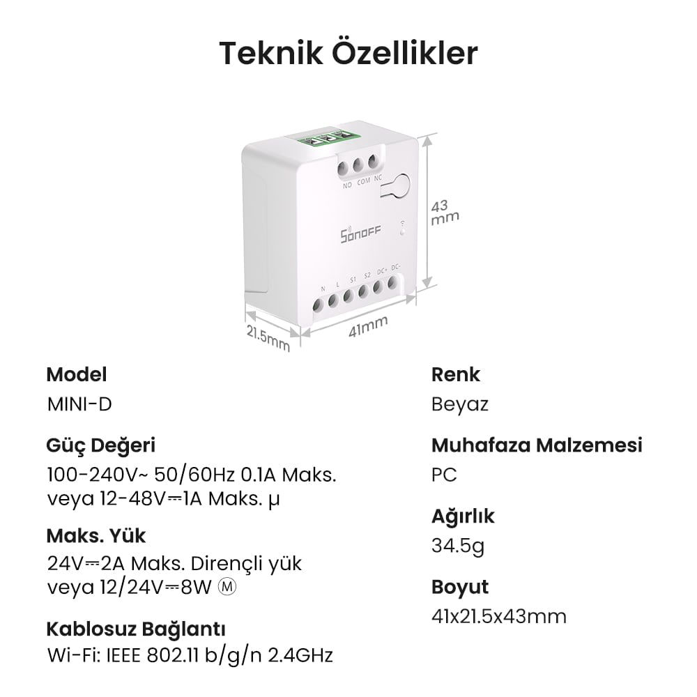 SONOFF Mini-D Matter Kuru Kontak Akıllı Röle