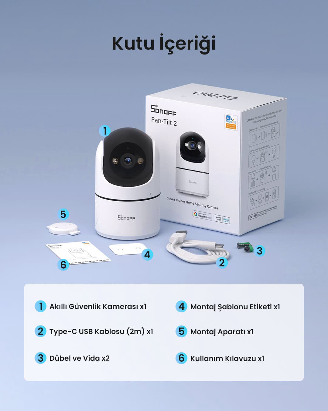 SONOFF CAM Pan-Tilt 2 Akıllı Kamera 360° Hareketli
