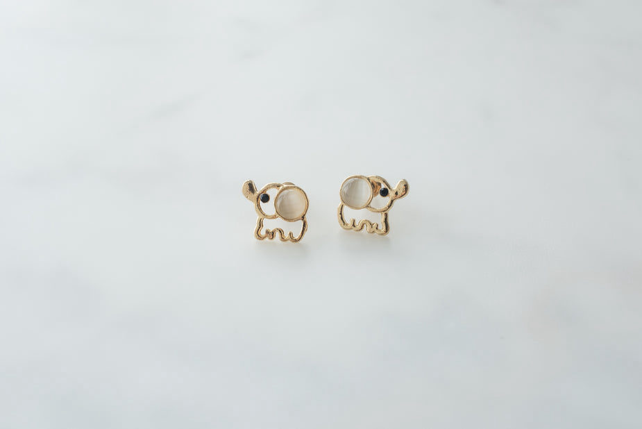 Gold Elephant Earrings - Image 1